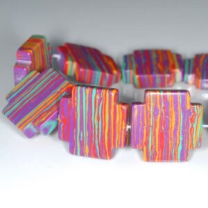 20mm Rainbow Matrix Turquoise Gemstone Flat Square Loose Beads 15 Inch Full Strand (90183342-a154)