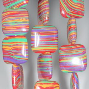 22mm Rainbow Matrix Turquoise Gemstone Flat Square Loose Beads 7.5 Inch Half Strand (90183341-a154)