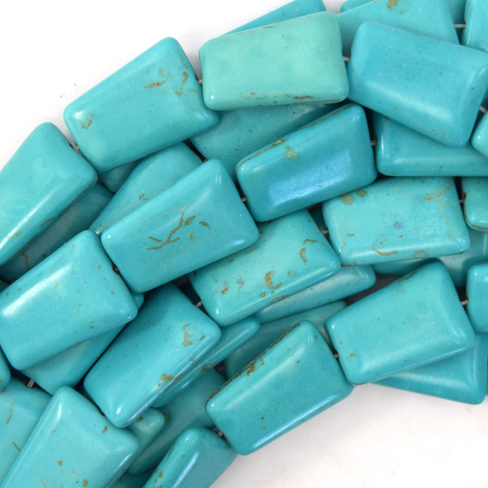 25mm Blue Turquoise Ladder Beads 16" Strand