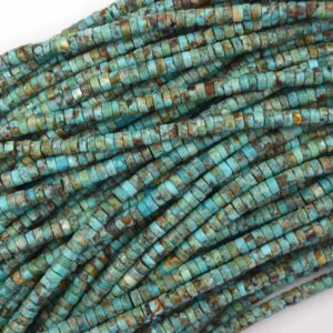 2x4mm Genuine Natural Brown Green Blue Turquoise Heishi Disc Beads 15.5" Strand