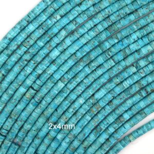 2x4mm Genuine Natural Blue Turquoise Heishi Disc Beads 15.5" Strand