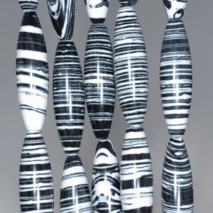 30x8mm Black White Matrix Turquoise Gemstone Barrel Tube Loose Beads 7 Inch Half Strand (90183310-a152)