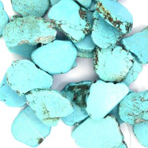 35mm - 40mm Blue Turquoise Freeform Slab Slice Beads 8" Strand Top Drilled