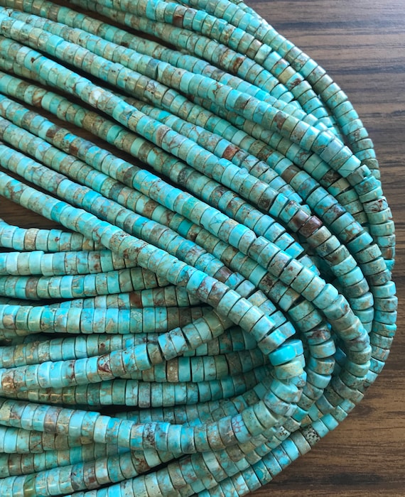 Turquoise 4x2mm Heishi Natural Gemstone Bead -15.5 Inch Strand Turquoise 4x2mm Heishi Natural Gemstone Bead -15.5 Inch Strand