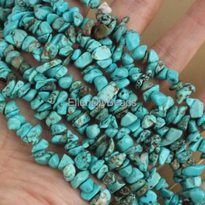 5x10mm Chunky Sliced Turquoise Beads, Irregularly Shaped Blue Beads, Loose Gemstone Beads, Jewelry Making Supplies--220 Pcs-35inches--bt009