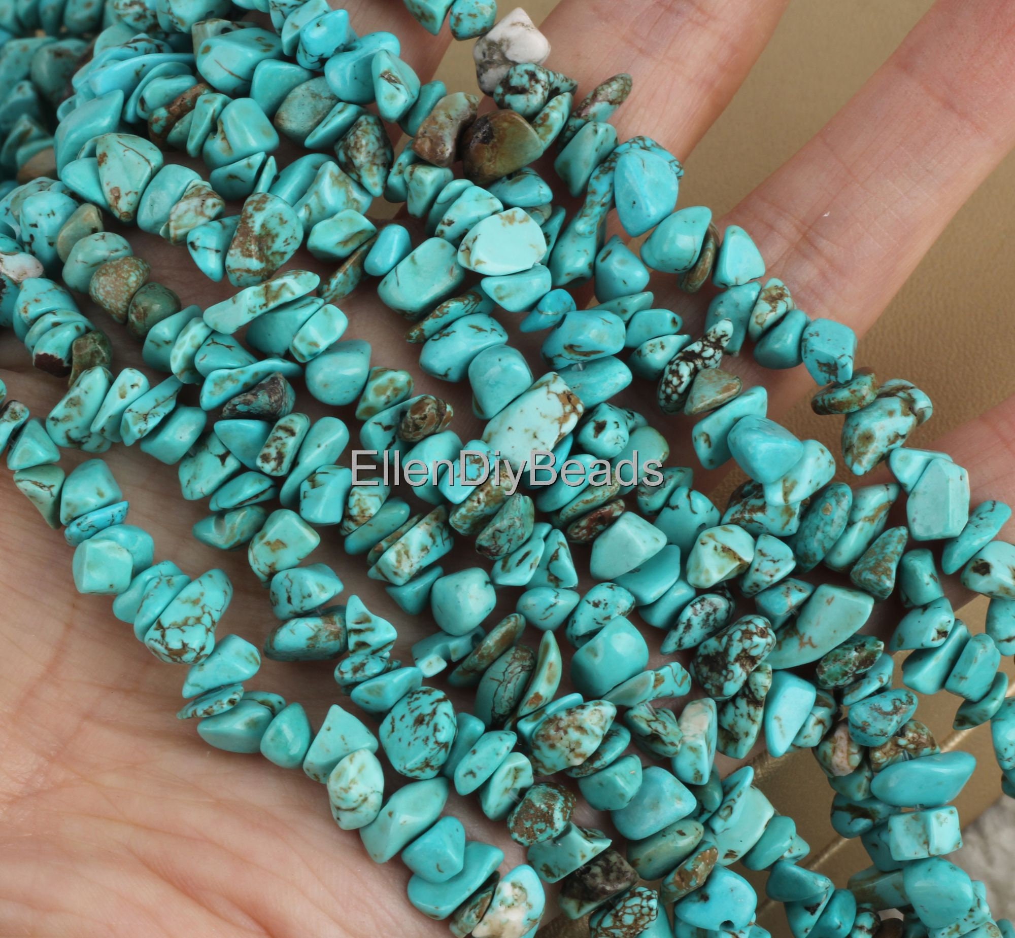 5x10mm Chunky Sliced Turquoise Beads, Irregularly Shaped Blue Beads, Loose Gemstone Beads, Jewelry Making Supplies--220 Pcs-35inches--bt009