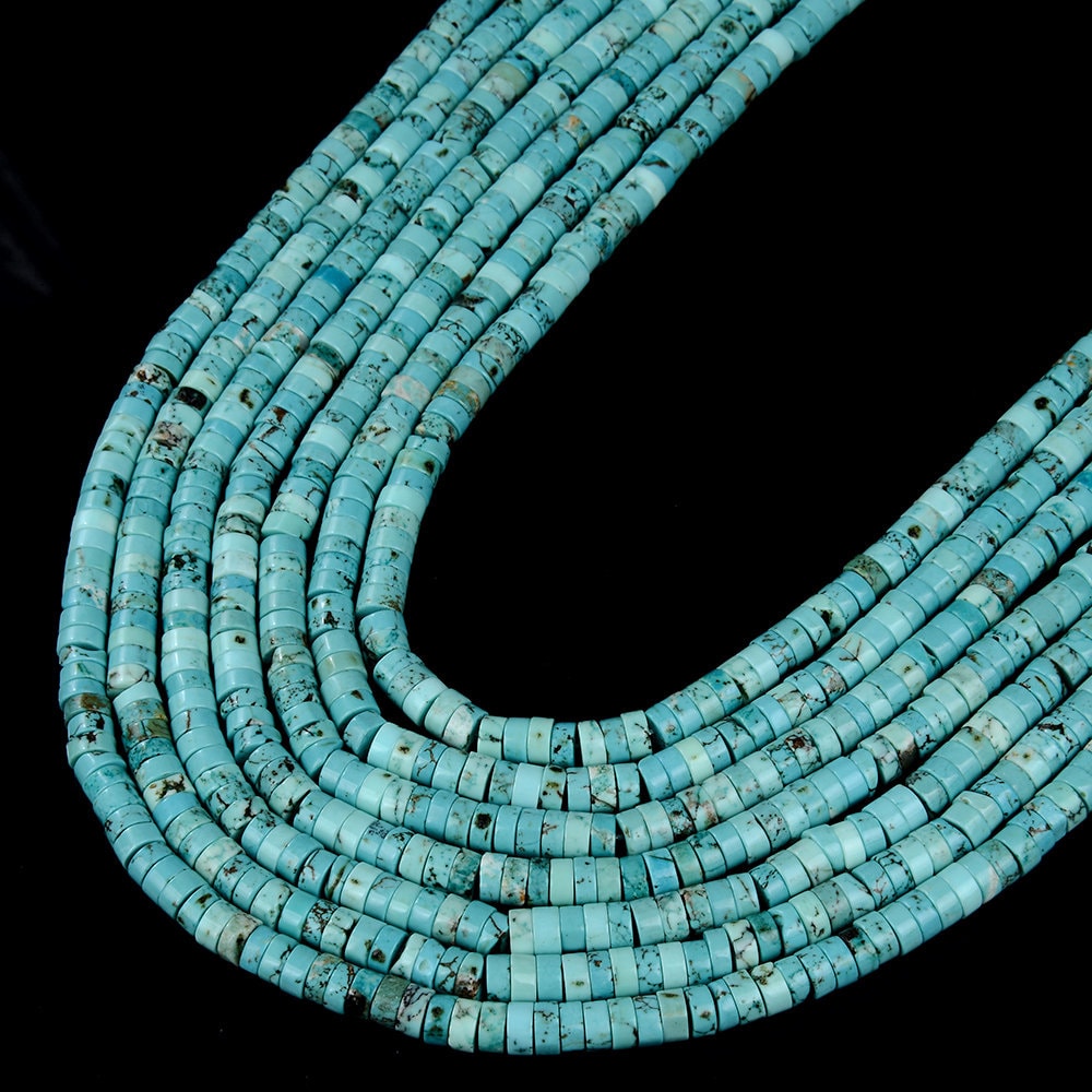 6x3mm Turquoise Gemstone Heishi Discs Loose Beads (p18)