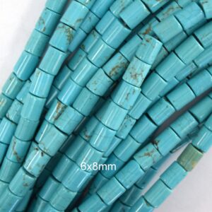 6x8mm Blue Turquoise Tube Cylinder Beads 15.5" Strand 8mm