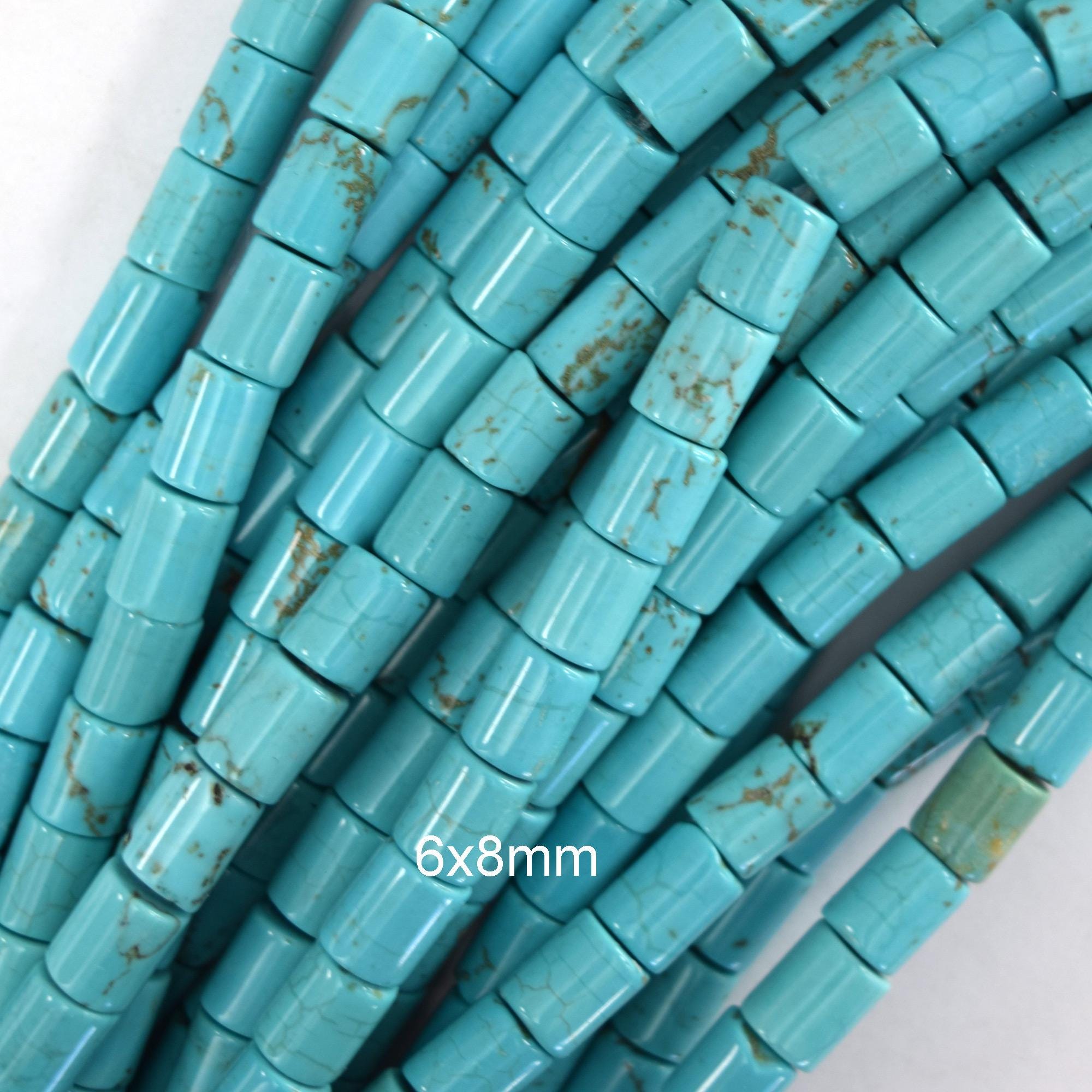 6x8mm Blue Turquoise Tube Cylinder Beads 15.5" Strand 8mm