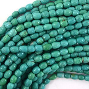8mm - 9mm Green Turquoise Barrel Beads 15.5" Strand 6x9mm