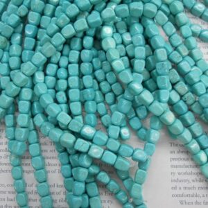 9x8mm turquoise cube beads, square beads. 16" strand long
