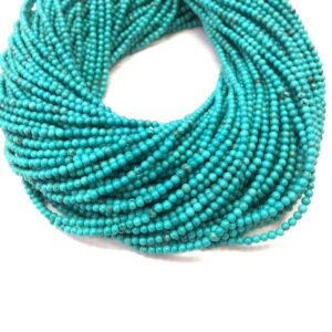 Turquoise Beads Smooth Beads 2mm 3mm Genuine Tiny Chinese Turquoise Small Bright Green Blue Gemstone Spacers December Birthstone Supplies