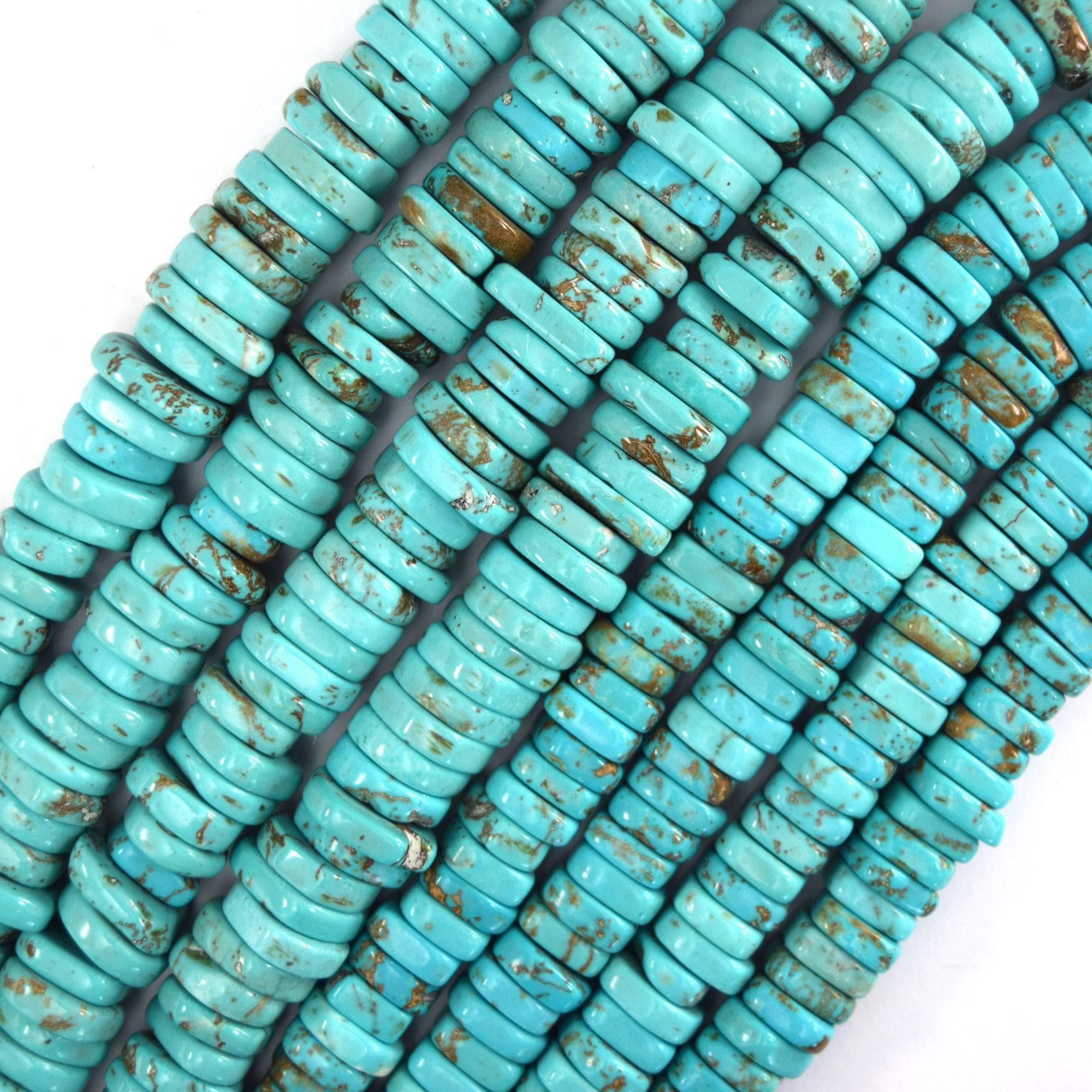Blue Turquoise Heishi Disc Beads Gemstone 15" Strand 9-10mm 11-12mm S3 Blue Turquoise Heishi Disc Beads Gemstone 15" Strand 9-10mm 11-12mm S3