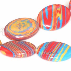 Matrix Turquoise Gemstone Citrus Red Oval 18x13mm Loose Beads 15.5 Inch Full Strand (90114645-204a)