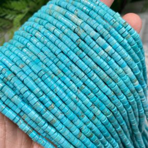 Natural 2x3/2x4mm Blue Turquoise Flat Rondelle/Heishi/Disc Beads,Crystal Tyre Shape Necklace/Bracelets Gemstone Beaded,For Jewelry Making