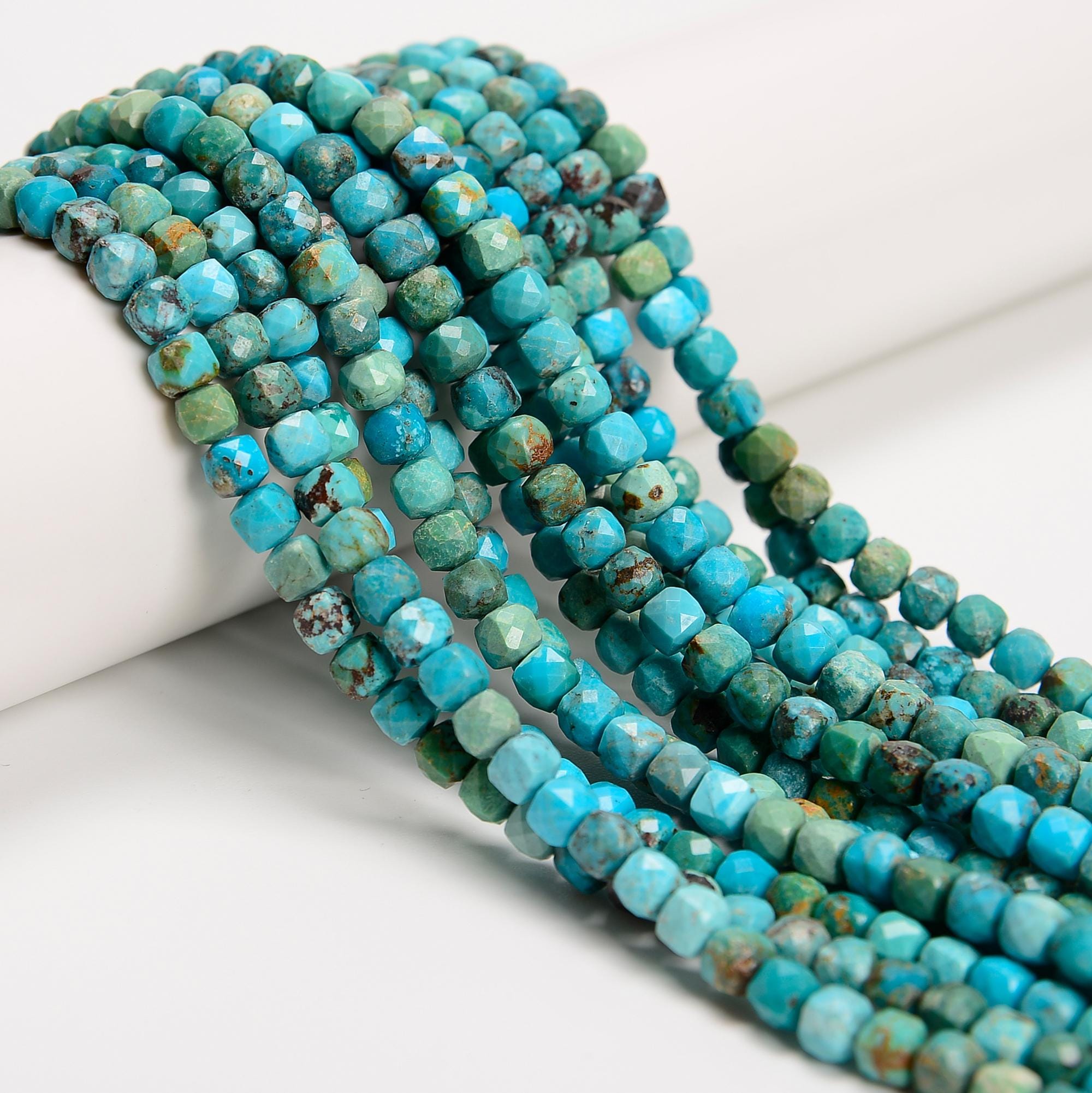 Natural Genuine Blue Turquoise Faceted Cube Beads Size 5-6mm 15.5'' Strand Natural Genuine Blue Turquoise Faceted Cube Beads Size 5-6mm 15.5'' Strand