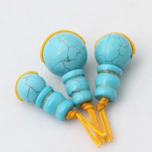 Natural Turquoise Guru Beads, Green Turquoise Guru Beads Supply,guru Beads,three Holes T-beads Mala Making Beads,2 Sets