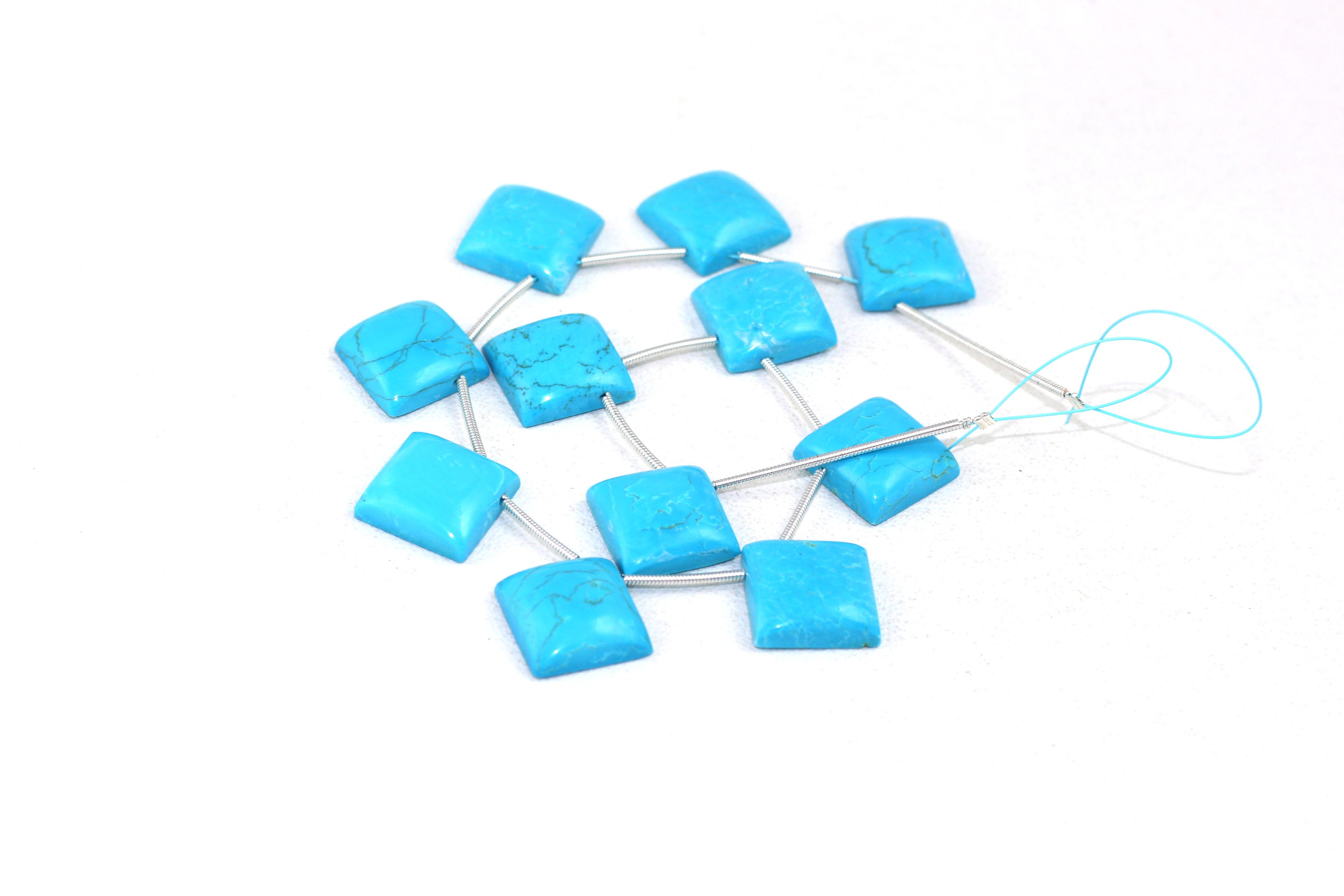 Natural Turquoise Square Beads: Smooth Gemstone Strand (13-14mm)