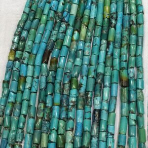 Natural Tibetan Turquoise Pipe / Tube Shaped Beads 5.5-6.5 Mm Natural Turquoise Gemstone Beads High Quality Beads 16 Inches