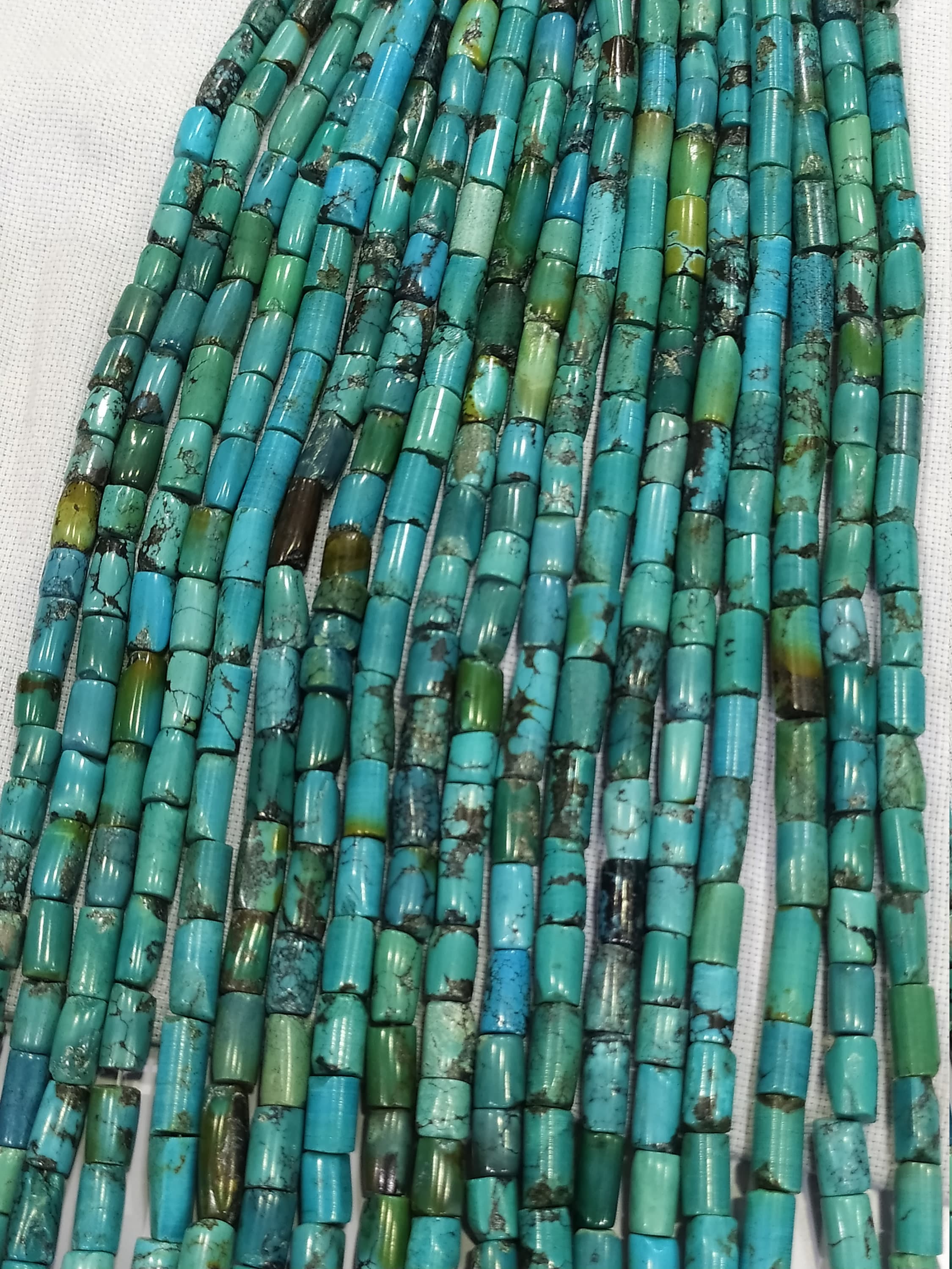 Natural Tibetan Turquoise Pipe / Tube Shaped Beads 5.5-6.5 Mm Natural Turquoise Gemstone Beads High Quality Beads 16 Inches Natural Tibetan Turquoise Pipe / Tube Shaped Beads 5.5-6.5 Mm Natural Turquoise Gemstone Beads High Quality Beads 16 Inches