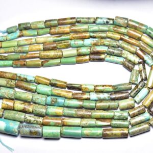 Unique Tibetan Turquoise Tube Beads - 10 Inches - Natural Beautiful Smooth Turquoise Tube Strand - Size Is 9x4 - 6x13 Mm #364