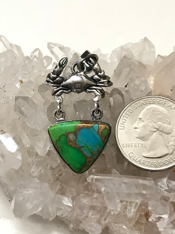 Blue And Green Turquoise Crab Pendant