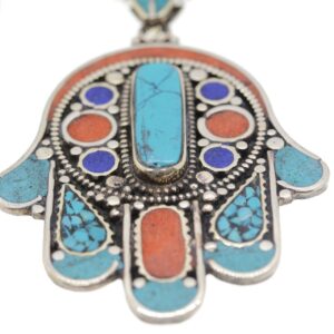 Turquoise Coral Tibetan Silver Nepal Pendant & Free 2mm Italian Snake Chain N7 Turquoise Coral Tibetan Silver Nepal Pendant & Free 2mm Italian Snake Chain N7