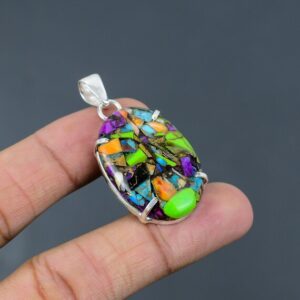 Fiesta Kingman Turquoise Pendant: Handmade 925 Sterling Silver Jewelry Fiesta Kingman Turquoise Pendant: Handmade 925 Sterling Silver Jewelry