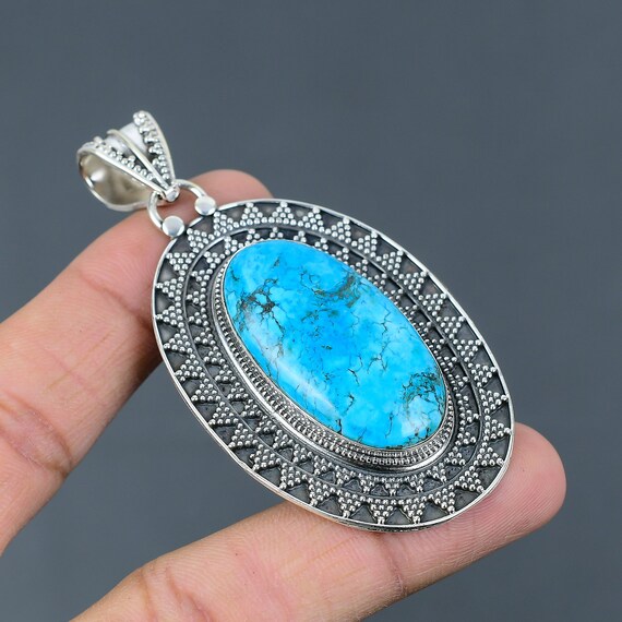 Handmade Tibetan Turquoise 925 Sterling Silver Pendant