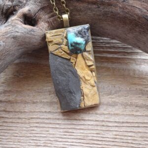 Mini Mosaic Stone Pendant, Large Rectangle Geometric Pendant, Turquoise Jewelry Gift, Necklace Gift Him, Dad, Husband, Brother, Boyfriend Mini Mosaic Stone Pendant, Large Rectangle Geometric Pendant, Turquoise Jewelry Gift, Necklace Gift Him, Dad, Husband, Brother, Boyfriend