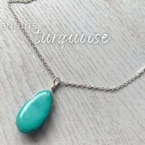 Natural Turquoise Pendant Necklace: Wire Wrapped Healing Stone Natural Turquoise Pendant Necklace: Wire Wrapped Healing Stone