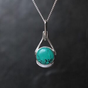 Turquoise Pendant Necklace - Recycled Silver, December Birthstone, Minimalist Boho Jewellery, Handmade in the UK Turquoise Pendant Necklace - Recycled Silver, December Birthstone, Minimalist Boho Jewellery, Handmade in the UK