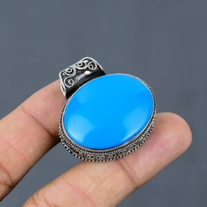 Sleeping Beauty Turquoise Pendant: Handmade 925 Sterling Silver, Oval Gemstone