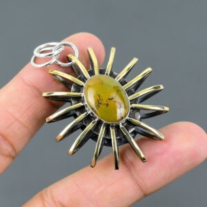 Tibetan Turquoise Pendant: 925 Sterling Silver 18K Gold Plated Cage Tibetan Turquoise Pendant: 925 Sterling Silver 18K Gold Plated Cage