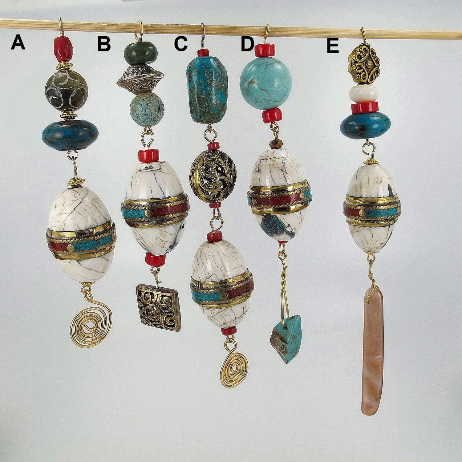 Tibetan Tassel. Gemstone Tassel Pendant. Antique Conch Shell. Coral. Turquoise. Collectors' Piece