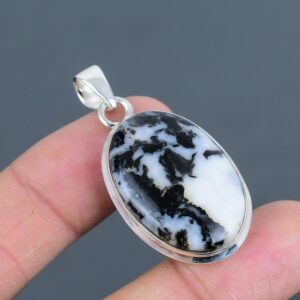 White Buffalo Turquoise Pendant: Handmade 925 Sterling Silver Gemstone Jewelry White Buffalo Turquoise Pendant: Handmade 925 Sterling Silver Gemstone Jewelry