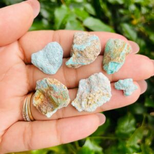 Raw Turquoise Stone Lot (6): Small Rough Gemstone Crystals