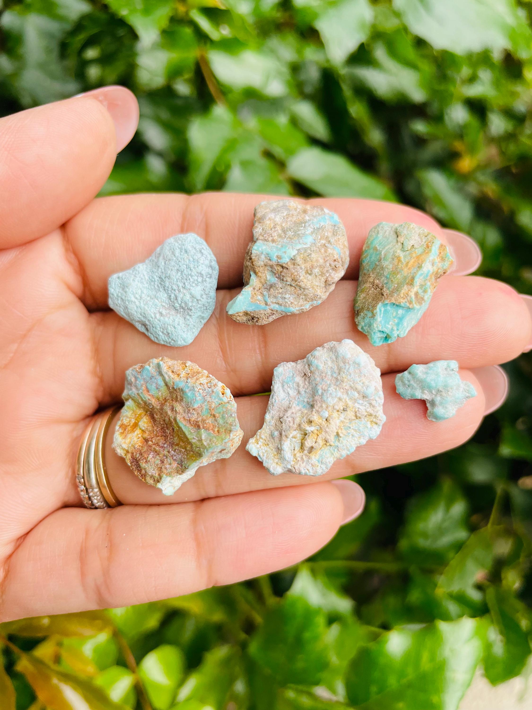 Raw Turquoise Stone Lot (6): Small Rough Gemstone Crystals