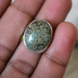 925 Silver Tibetan Turquoise Ring, Oval Gemstone Ring 925 Silver Tibetan Turquoise Ring, Oval Gemstone Ring