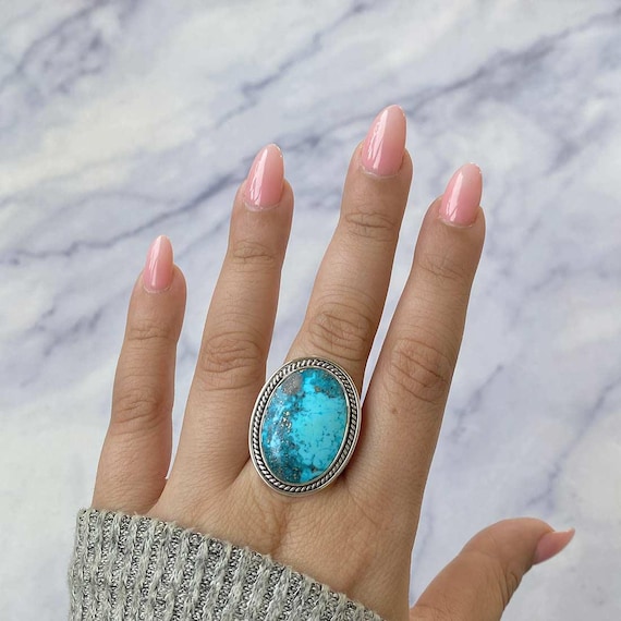 Turquoise Adjustable Ring / 925 Sterling Silver / Healing Gemstone / Gift For Her / Oval Cab / Turquoise Jewelry / Statement Ring Trq-r-273. Turquoise Adjustable Ring / 925 Sterling Silver / Healing Gemstone / Gift For Her / Oval Cab / Turquoise Jewelry / Statement Ring Trq-r-273.