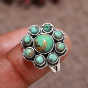 Arizona Turquoise Ring, Green Gemstone, 925 Sterling Silver Arizona Turquoise Ring, Green Gemstone, 925 Sterling Silver