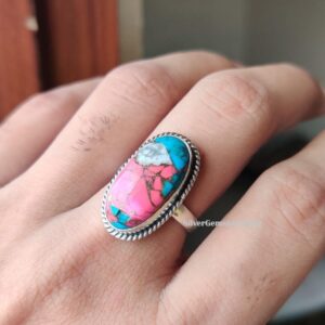 Cotton Candy Turquoise Ring: 925 Sterling Silver Band Cotton Candy Turquoise Ring: 925 Sterling Silver Band