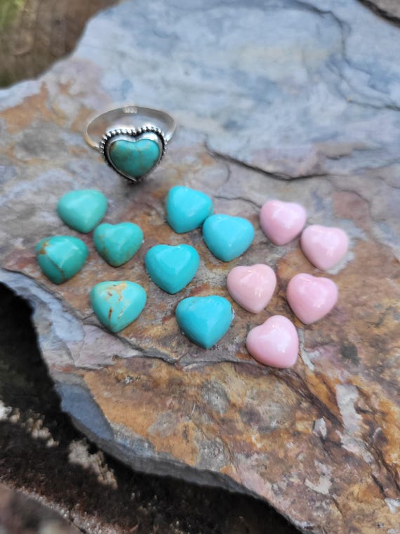 Dainty Kingman Turquoise Heart Ring. Sterling Silver I Love You Ring Dainty Kingman Turquoise Heart Ring. Sterling Silver I Love You Ring