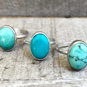 Elegant Solitaire Veined Oval Turquoise Sterling Silver Ring , Boho , Rocker , Turquoise Ring , Sterling Silver Ring , Choose Your Stone