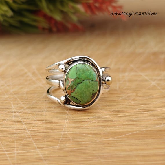 Green Turquoise Sterling Silver Ring: Artisan Crafted Jewelry