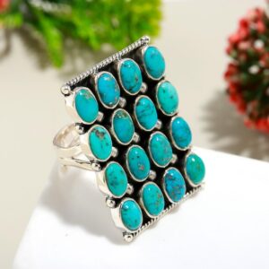 Handmade Turquoise Statement Ring: 925 Sterling Silver Jewelry Handmade Turquoise Statement Ring: 925 Sterling Silver Jewelry