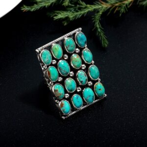 Handmade Tibetan Turquoise Ring: Sterling Silver Gemstone Statement Ring Handmade Tibetan Turquoise Ring: Sterling Silver Gemstone Statement Ring