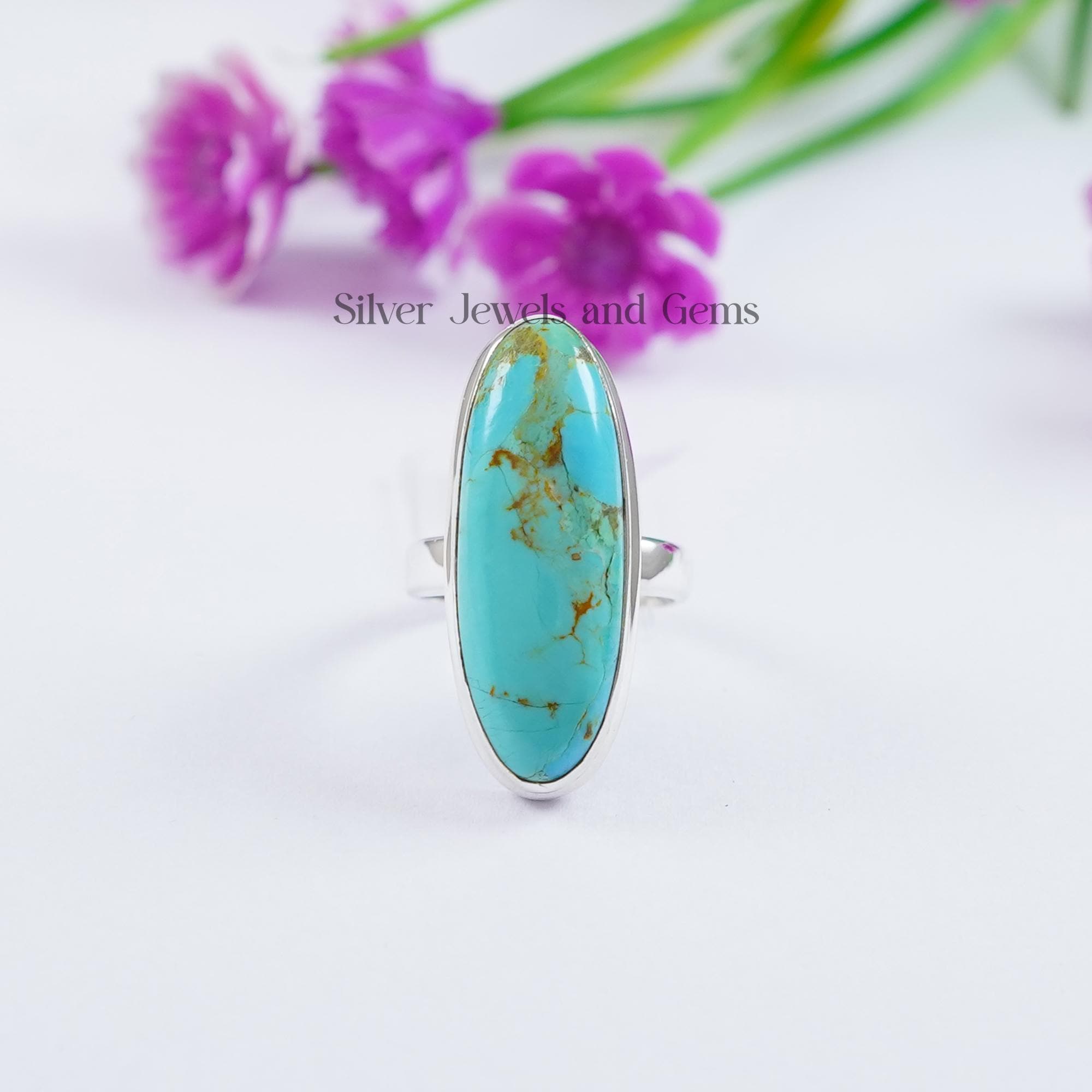 Kingman Turquoise Ring, Long Oval Turquoise Ring, 925 Sterling Silver Ring, Everyday Wear Ring, Simple Ring, Gemstone Ring, Birthday Ring Kingman Turquoise Ring, Long Oval Turquoise Ring, 925 Sterling Silver Ring, Everyday Wear Ring, Simple Ring, Gemstone Ring, Birthday Ring