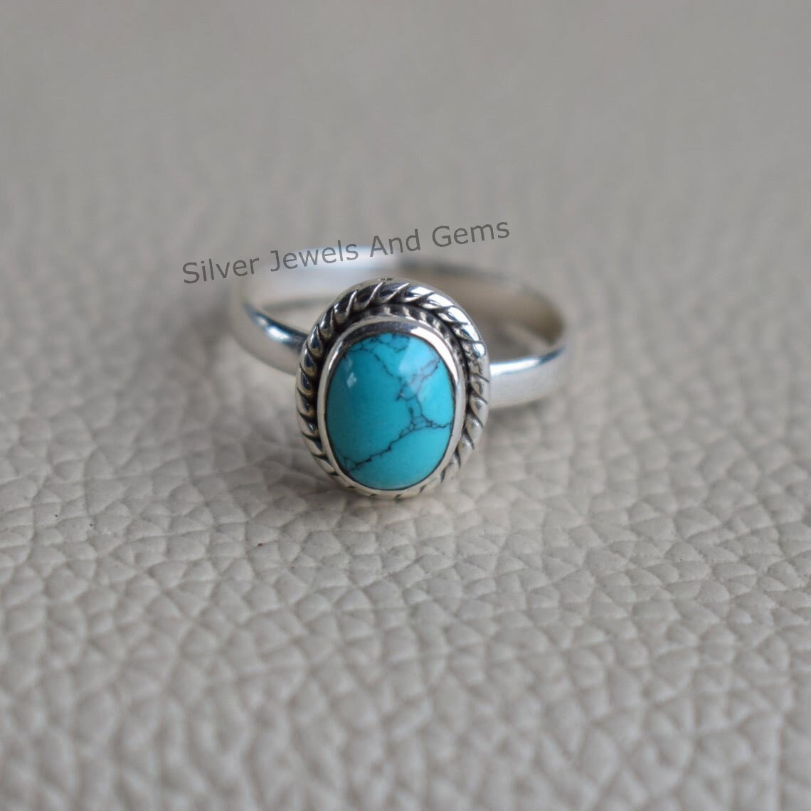 Oval Turquoise Ring: Handmade 925 Sterling Silver Boho Ring Oval Turquoise Ring: Handmade 925 Sterling Silver Boho Ring