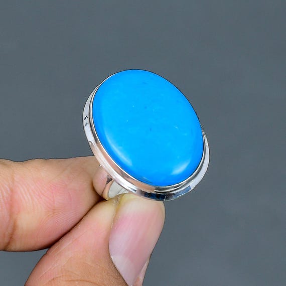 Sleeping Beauty Turquoise Ring: Handmade 925 Sterling Silver Adjustable Band